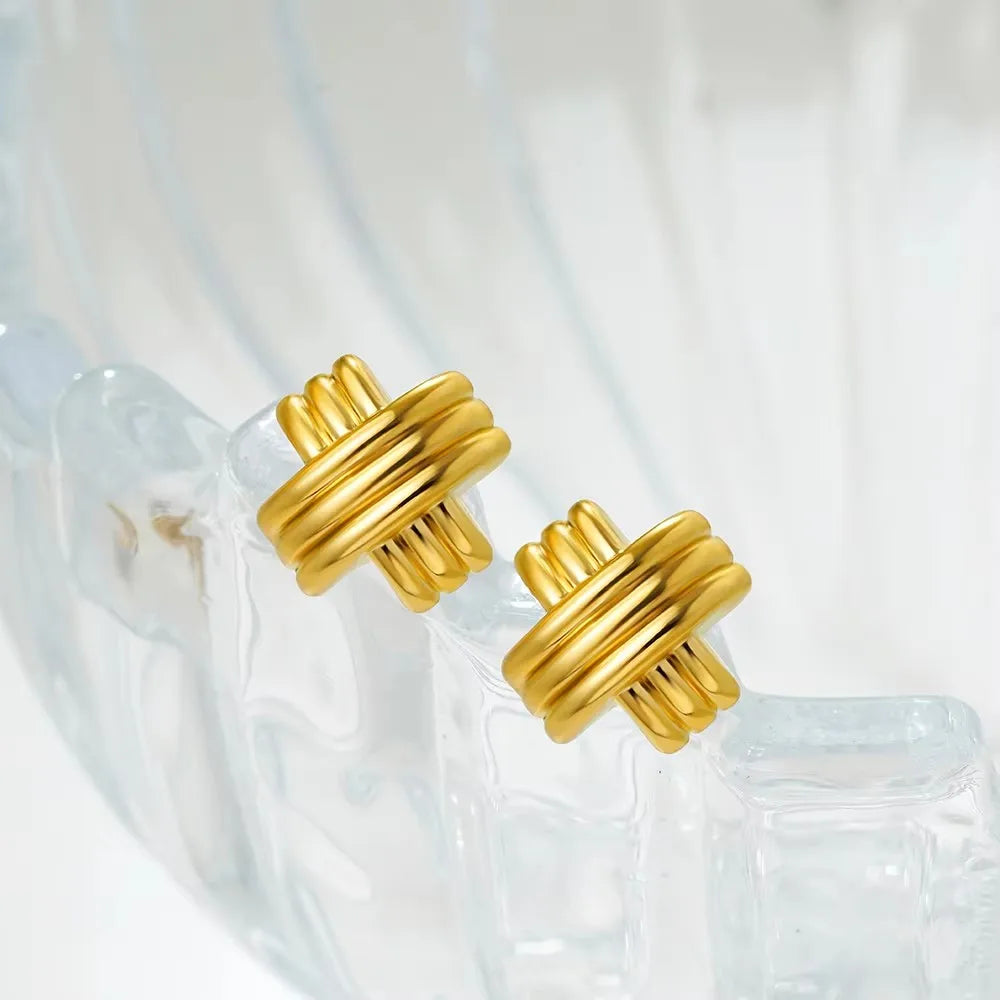 Three-Layer Textured Knot Earrings for Women